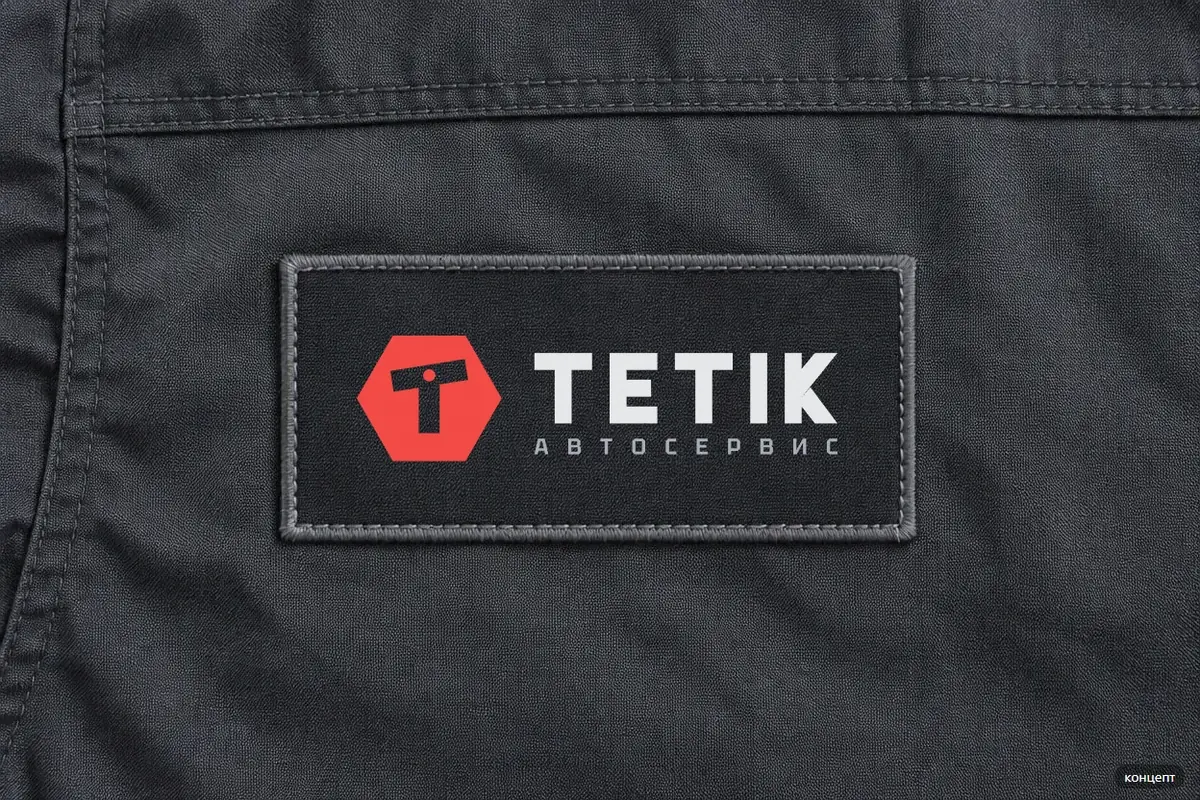 Логотип Tetik на нашивке, макет концепта